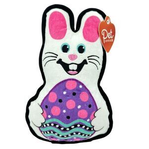 Pet Central NWT Easter Bunny Rabbit Plushie Dog Toy White, Pink Pet Supplies‎